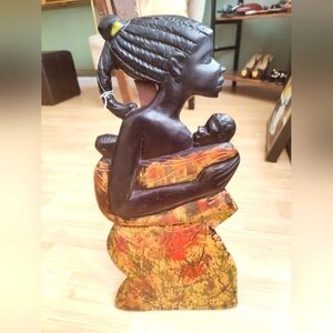 Vintage Figure Tribal Wood Hand Carved wall decor.